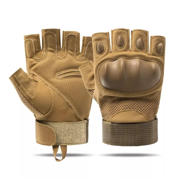 Тактические перчатки Jungle Storm (полупальцы) L, коричневые - изображение 1