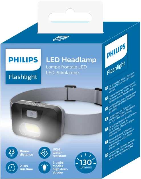 Налобний ліхтар Philips SFL1000H IPX4 130 люмен 3 режими роботи 3хААА (SFL1000H/10) - зображення 2