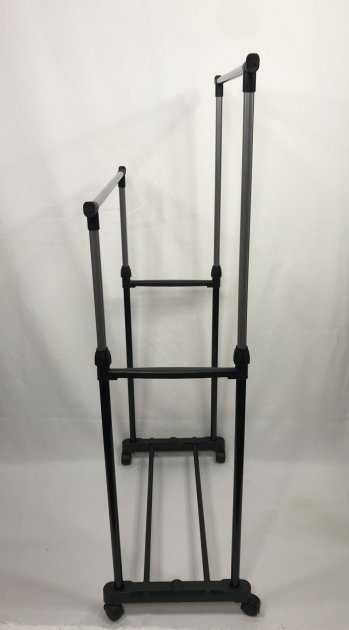 Телескопическая вешалка стойка для одежды напольная Double Pole черная 150*60*35 см - изображение 3