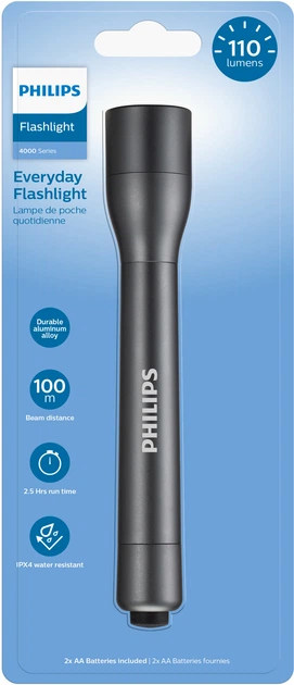 Latarka Philips instrukcja SFL4002T IPX4 110 lumenów do 100 metrów 2xAA(SFL4002T/10) - obraz 2