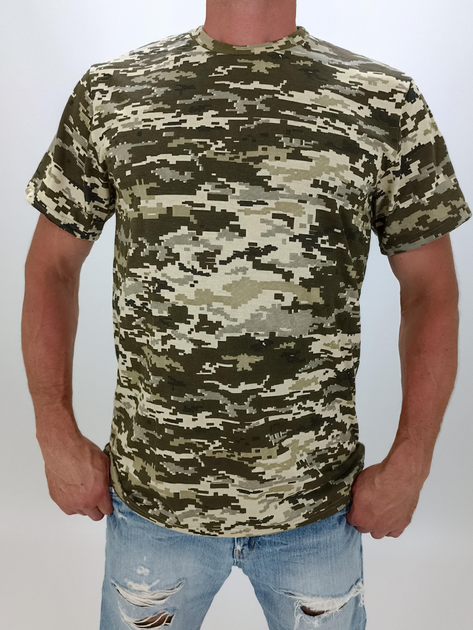 Чоловіча футболка камуфляж піксель р.58 Зелений (13914640-7) - зображення 1