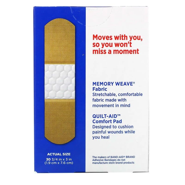 Лейкопластир, гнучка тканина, Band Aid, 30 штук - зображення 2