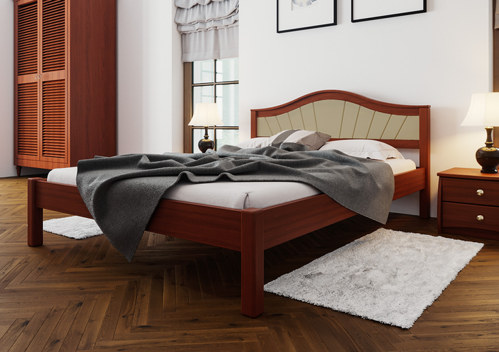 Кровать двуспальная ЧДК 160x200 Италия мягкое изголовье (дерево ольха ...