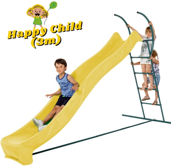 Детская горка с металлической лестницей KBT "Happy child" 3 метра Желтая 