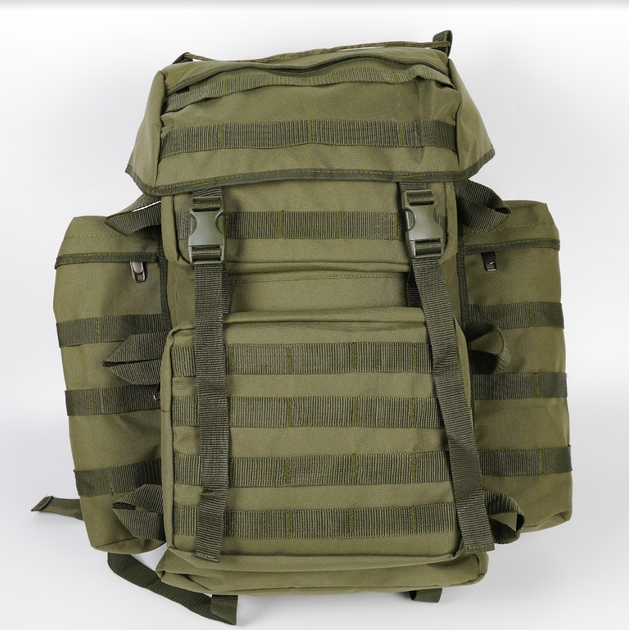 Рюкзак тактичний 80 літрів об'єм для ЗСУ, чоловічий штурмовий військовий рюкзак 80л, водовідштовхувальний оксфорд Хакі - зображення 2
