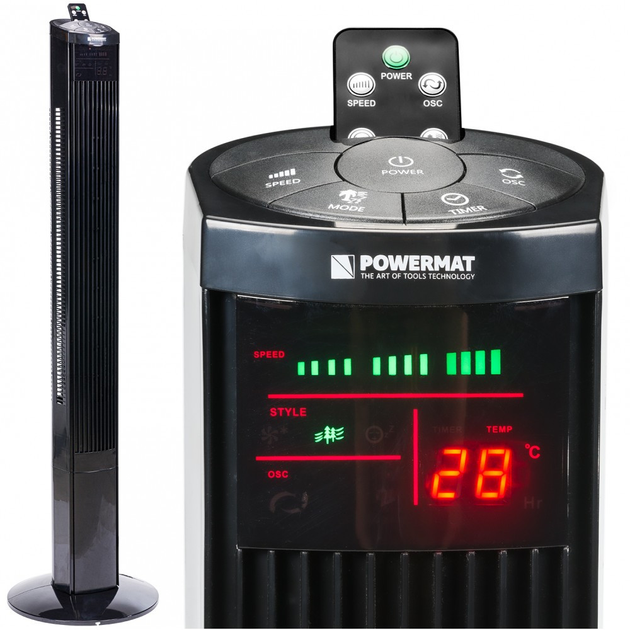 Вентилятор колонный Powermat Onyx Tower-120 с таймером и пультом от .