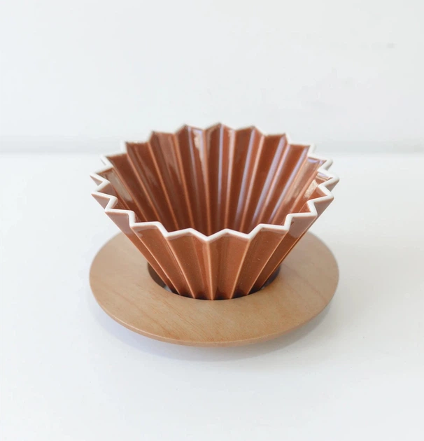 Пуровер порцеляновий Origami Dripper M Brown - зображення 3