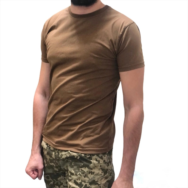 Армейская тактическая мужская футболка зсу однотонная койот размер S 42-44 - изображение 2