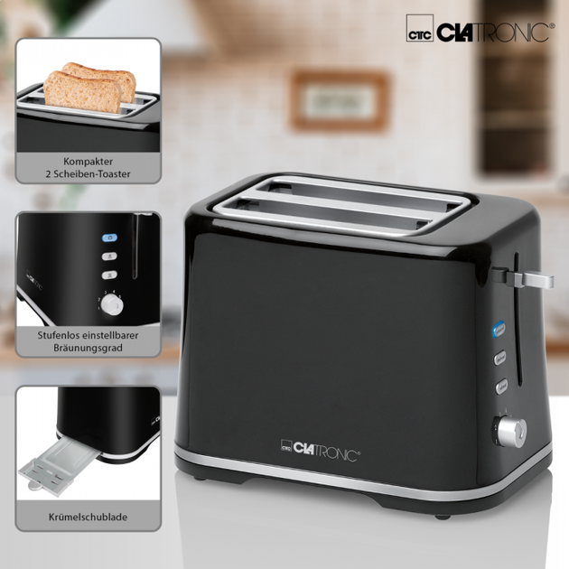 Тостер Clatronic TA 3554 black-silver - зображення 8