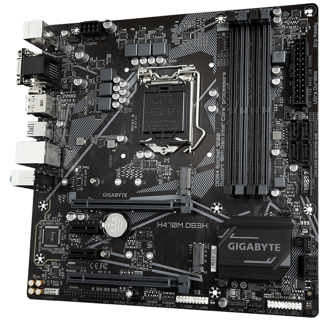 Материнская плата Gigabyte H470M DS3H (s1200, Intel H470, PCI-Ex16) - изображение 3