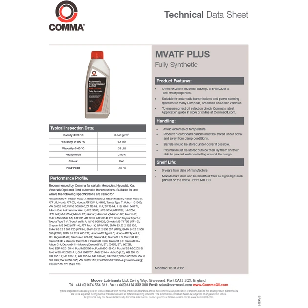 Трассмиссионное масло Comma MVATF PLUS 1л – фото, отзывы ...