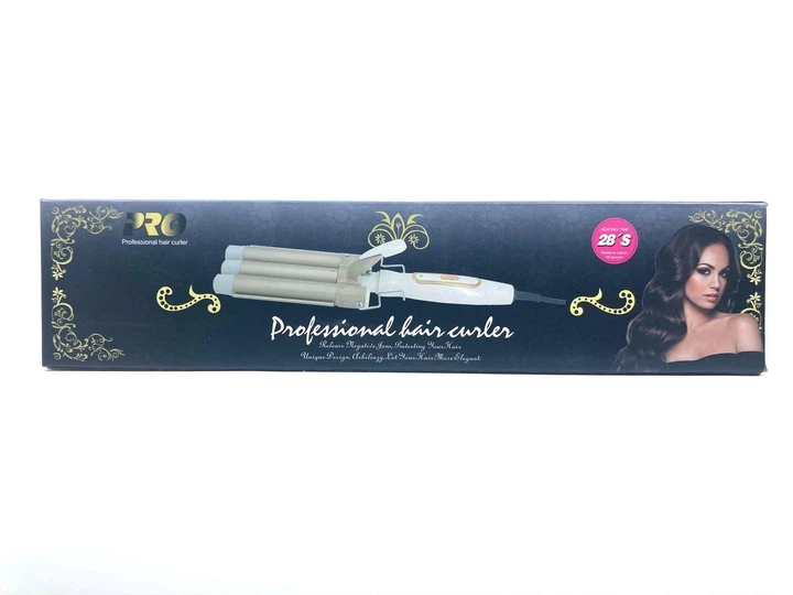 Плойка PRO Professional hair curler 1988 тройная волна бирюзовая - изображение 4