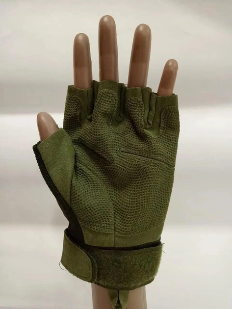Перчатки беспалые с защитой L оливковые 043-5-2022 - изображение 2