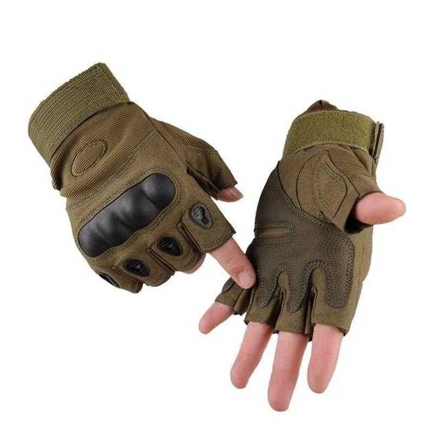 Тактические беспалые перчатки, цвет хаки, размер L - изображение 1