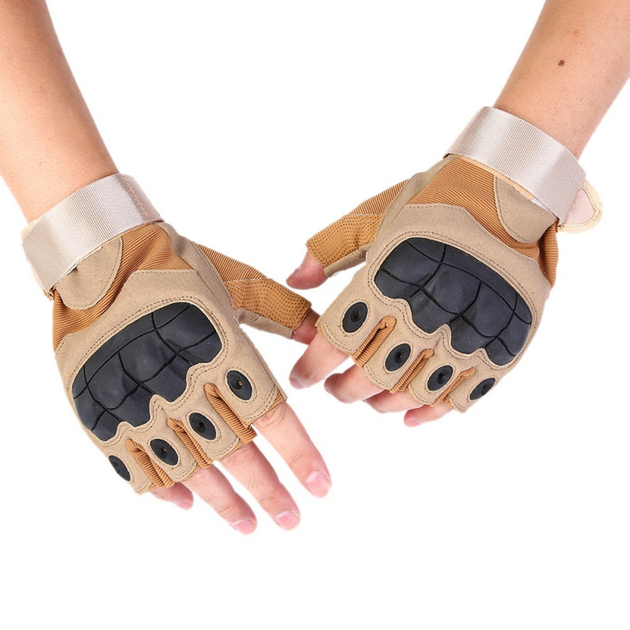 Тактичні перчатки без пальців, безпалі, Пісочні, розмір Л (1907224205) - зображення 2