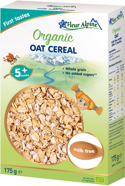 Дитяча каша безмолочна Fleur Alpine Organic Oat Вівсяна 175 г (4779050670131) - зображення 1