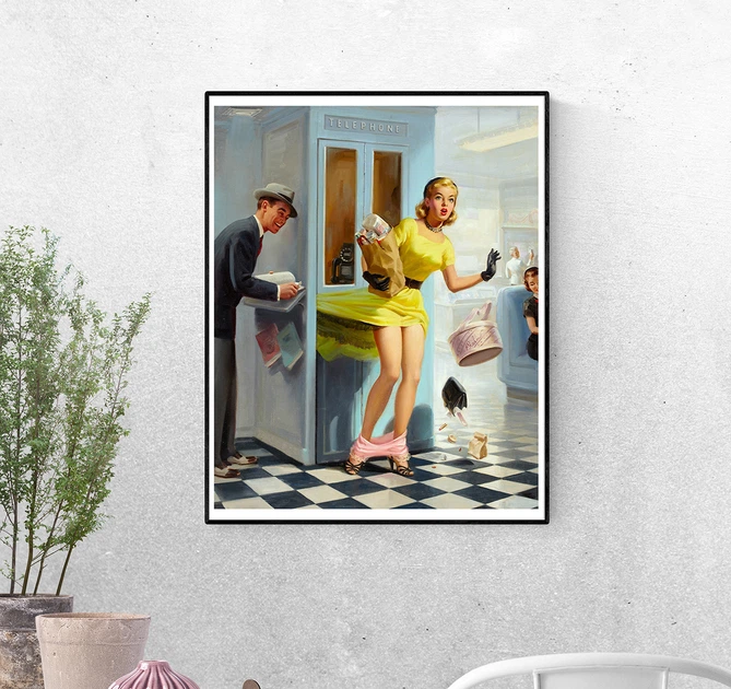 Постер Artel Юбка зацепилась за телефонную будку. Арт Фрам A4 21х29.7 ...