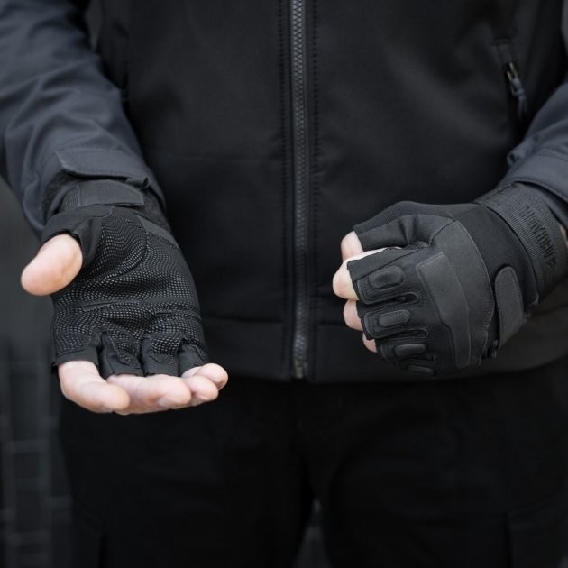 Тактические перчатки без пальцев HIMARS цвет чорний Tactical Gloves PRO black для ЗСУ ТРО ССО размер XL - изображение 1