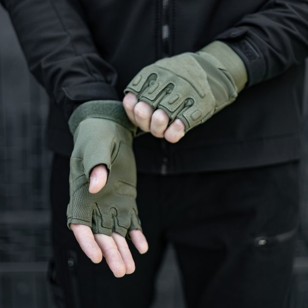 Тактичні рукавички безпалі HIMARS колір Хакі Tactical Gloves PRO green для ЗСУ ТРО ССО розмір M - зображення 2