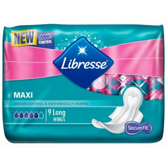 Гігієнічні прокладки Libresse Maxi Long Soft 9 шт (7322540591927) - зображення 1