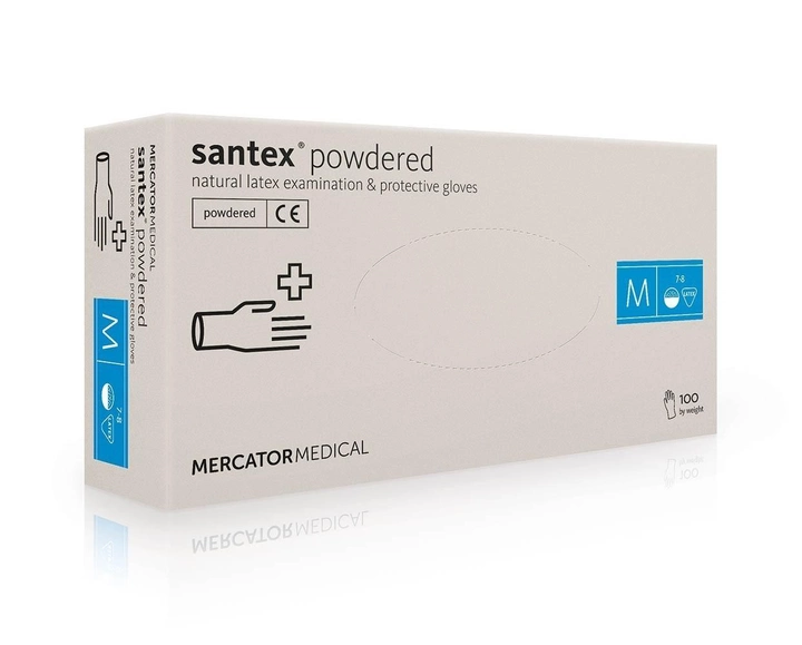 Рукавички медичні Mercator Medical Santex® Powdered латексні нестерильні припудрені М 100 шт Кремові (6736057) - зображення 1
