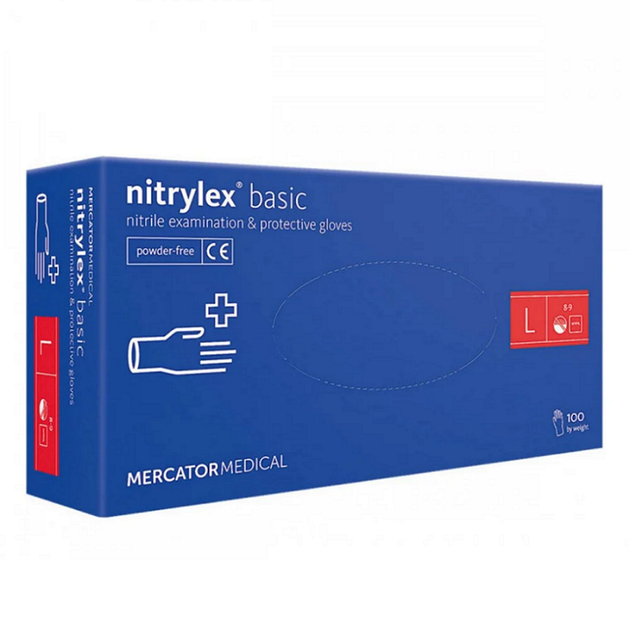 Перчатки NITRYLEX BASIC нитриловые смотровые нестерильные неопудренные L blue 50 пар - Фото 1 Перчатки NITRYLEX BASIC нитриловые смотровые нестерильные неопудренные L blue 50 пар - изображение 1