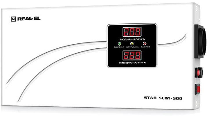 Стабилизатор напряжения Real-El Stab Slim-500 White (EL122400006) - изображение 1