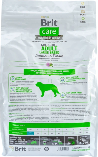 Сухий корм для собак вагою від 25 кг Brit Care GF Adult Large Breed Salmon & Potato 3 кг (8595602510191) - зображення 2