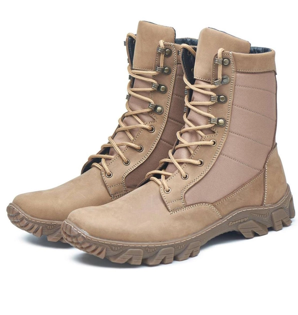 Берцы демисезонные ботинки тактические мужские, натуральная кожа и кордура, размер 43, Bounce. UJ-P-1243, цвет койот - изображение 1