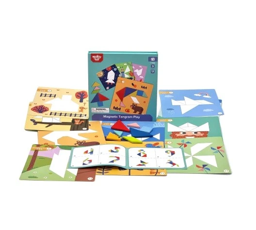 Деревянная развивающая головоломка танграм магнитный Tooky Toy - изображение 4