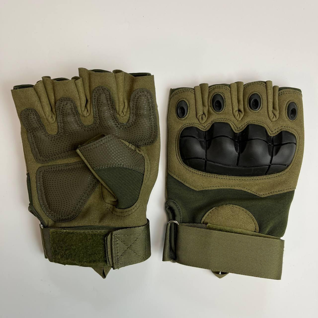 Тактические перчатки без пальцев Gloves HF 1 олива XL - изображение 2