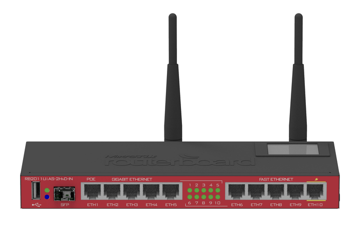 Маршрутизатор MikroTik RB2011UiAS-2HnD-IN (5x1G, 5x100M, 1xSFP, WiFi) - зображення 1