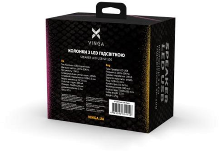 Акустична система 2.0 Vinga SP-100 LED USB BlackVinga - зображення 5