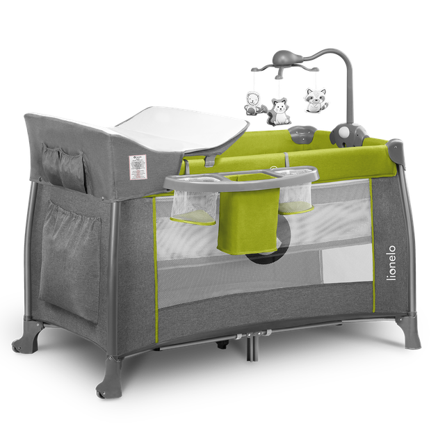 Кроватка-манеж Lionelo THOMI GREEN LEMON - Фото 1 Кроватка-манеж Lionelo THOMI GREEN LEMON - изображение 1