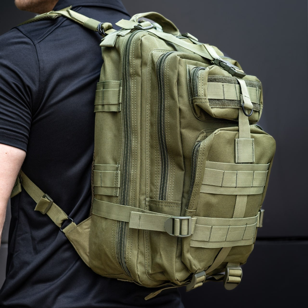 Тактический Военный рюкзак на 30 л Хаки с системой MOLLE DOMINATOR Olive Армейский Штурмовой + Тактические перчатки - изображение 2