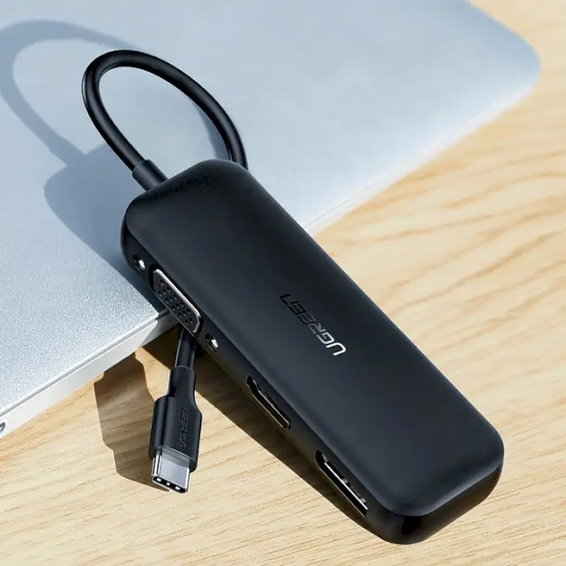 Порт-реплікатор адаптер UGREEN USB-C на DisplayPort + HDMI + VGA Black (CM260) - зображення 9