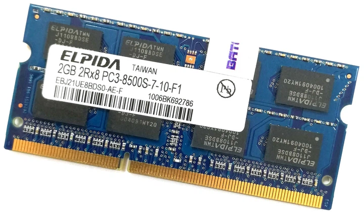 Оперативна пам'ять для ноутбука Elpida SODIMM DDR3 2Gb 1066MHz 8500s ...