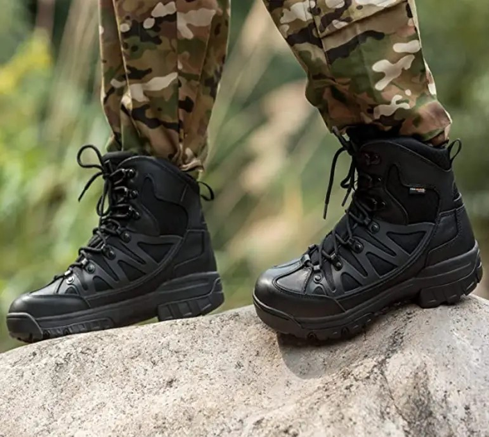 Берці FREE SOLDIER, чорні, дихаюча, водовідштовхувальне, похідне взуття, тактичні армійські черевики, військові черевики р.42 - зображення 2