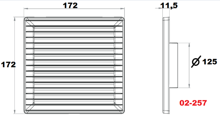 Вентиляционная решетка AIRROXY AKUSzS 170x170 125 мм 02-257 Graphite - изображение 3