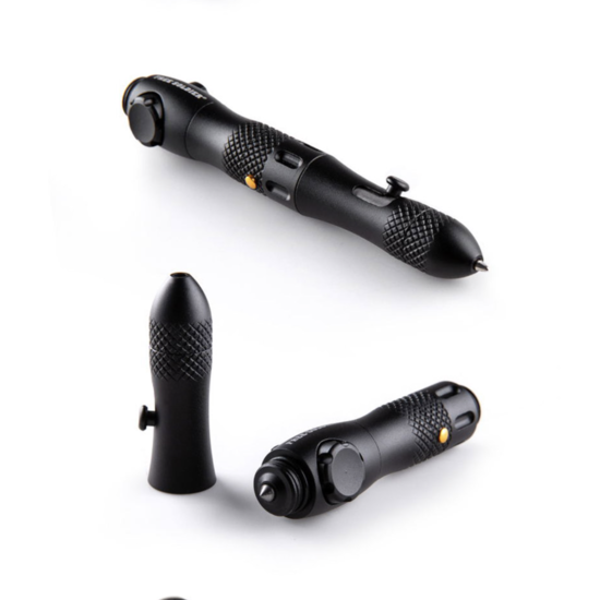 Тактична ручка спіннер із ліхтариком RovTop багатофункціональна Чорні 0,5 мм - зображення 1