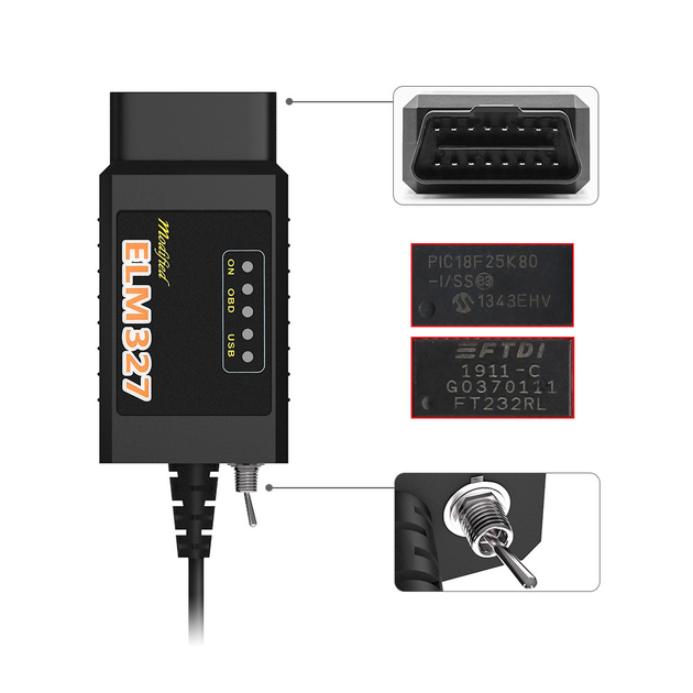 Адаптер ELM 327 USB с переключателем MS-CAN для диагностики Ford