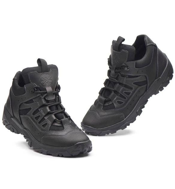 Кросівки тактичні чоловічі демісезонні, кросівки тактичні чоловічі, натуральна шкіра та кордура, розмір 42, Bounce ar. TRFI-2342, колір чорний - зображення 1