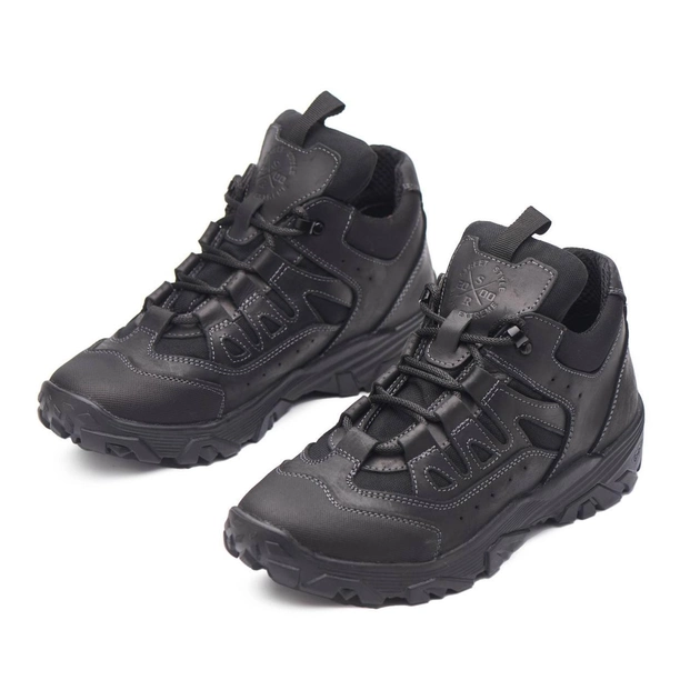 Кросівки тактичні чоловічі демісезонні, кросівки тактичні чоловічі, натуральна шкіра та кордура, розмір 45, Bounce ar. TRFI-2345, колір чорний - зображення 2