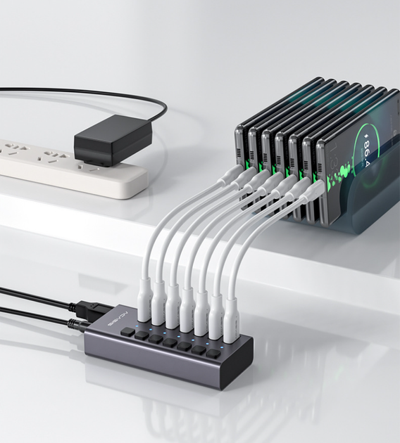 USB хаб Acasis HS-707MG USB 3.2 Gen 2 з блоком живлення 7 портів hub концентратор алюмінієвий - зображення 12