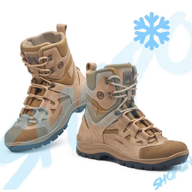 Берці зимові черевики тактичні чоловічі, туфлі тактичні чоловічі берці зимові, натуральна шкіра, розмір 47, Bounce ar. YQ-FD-8247, колір койот - зображення 1