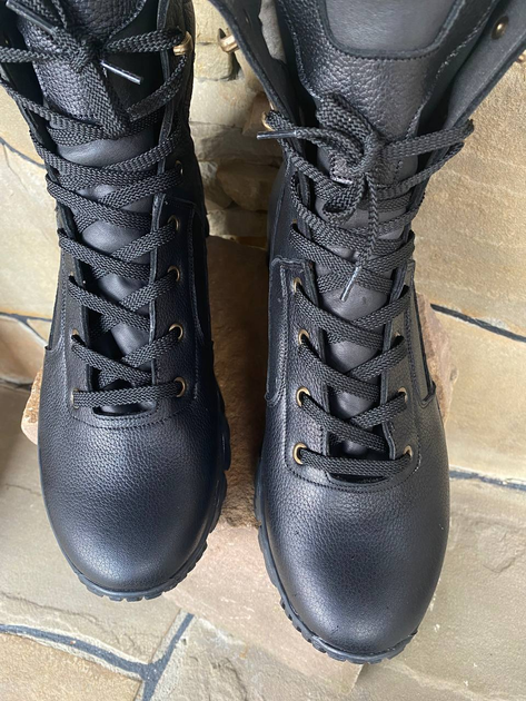 Берцы зимние ботинки тактические мужские, черевики тактичні чоловічі берці зимові, натуральна шкіра, размер 47, Bounce ar. TB-UT-1947, цвет черный - изображение 2