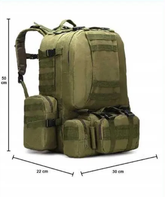 Рюкзак похідний дволямковий 50 л туристичний на плечі з додатковими відстібними сумками-органайзерами для особистих речей із поліестеру оливковий - зображення 2