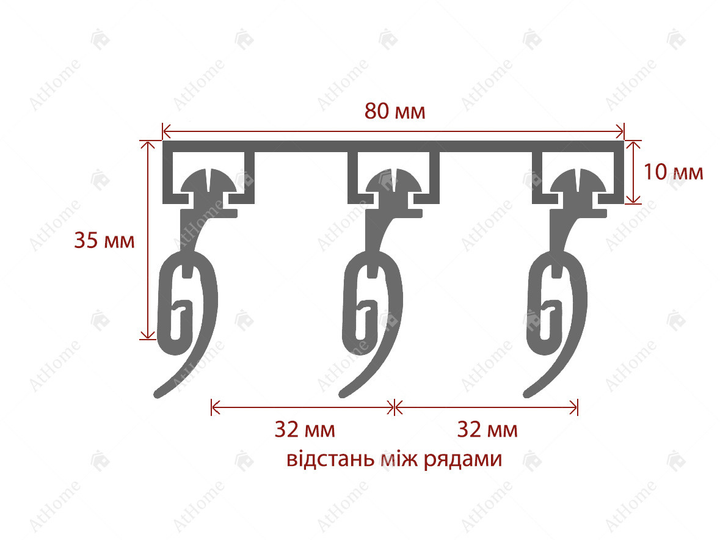 Стельовий карниз Quadrum потрійний посилений алюмінієвий 10 мм 210 см - зображення 2