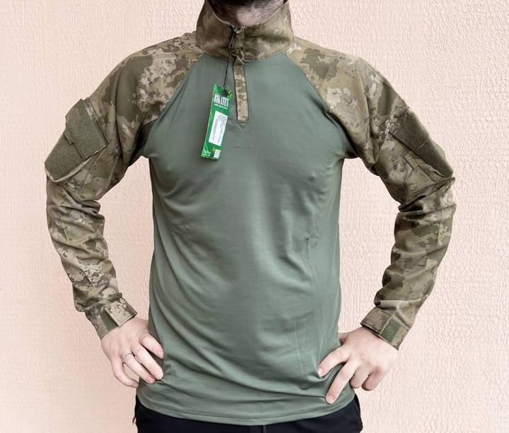 Рубашка мужская военная тактическая с липучками ВСУ (ЗСУ) Турция Ubaks Убакс 7295 XL 52 р хаки - изображение 1