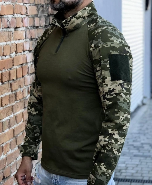 Рубашка мужская военная тактическая с липучками ВСУ (ЗСУ) Пиксель Ubaks Убакс 56 размер 7246 хаки - изображение 1